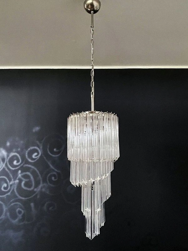 Винтажная люстра Murano Chandelier 54 Clear Prism Glass