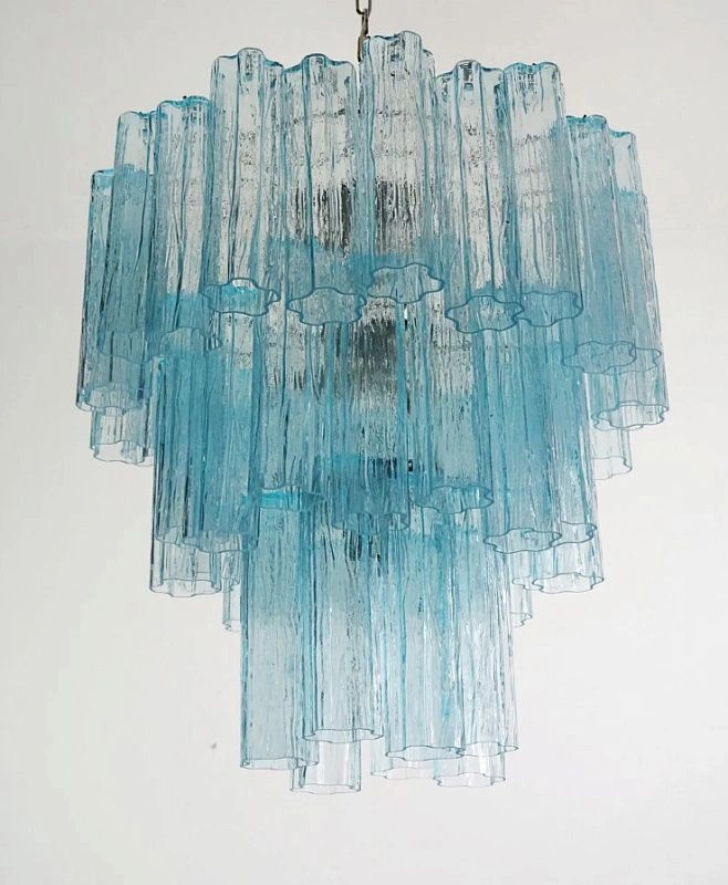 Винтажная люстра Murano Chandelier 48 Blue Glass Tubes