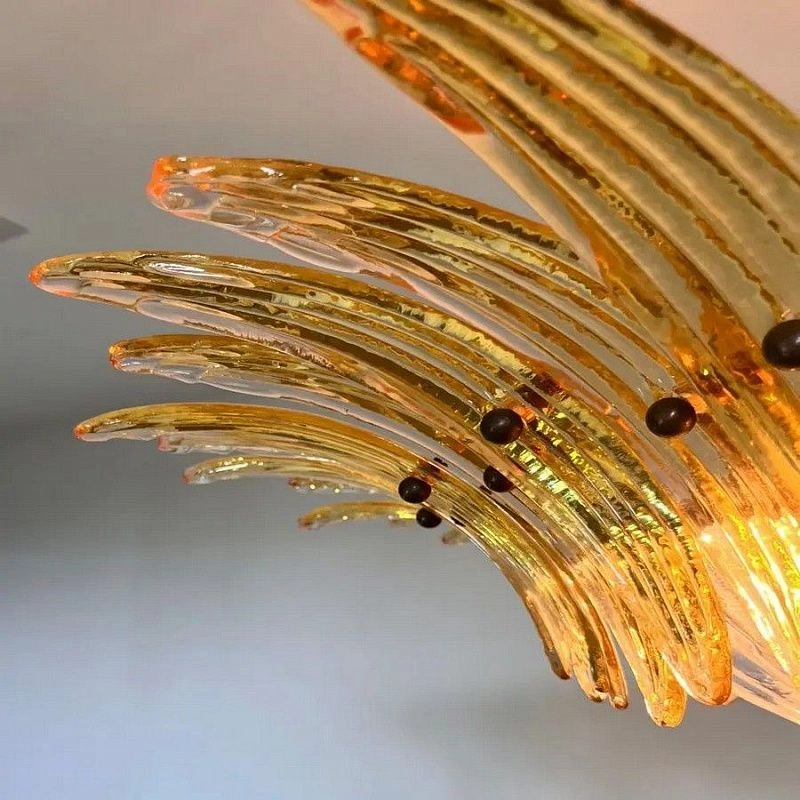 Винтажная люстра Murano Chandelier 36 Yellow Palmette Glass