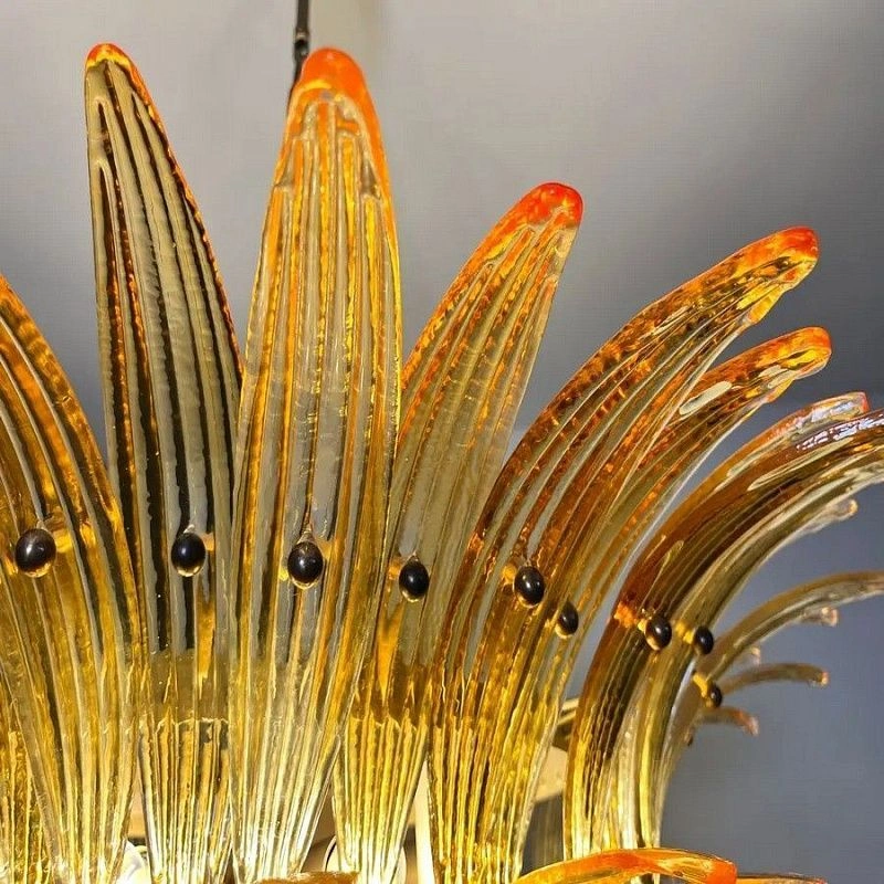 Винтажная люстра Murano Chandelier 82 Yellow Palmette Glass