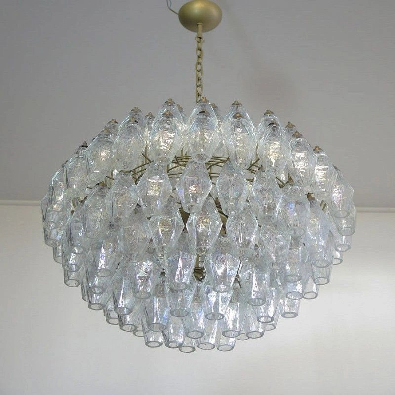 Винтажная люстра Murano Chandelier 140 Iris Clear Poliedri Glass