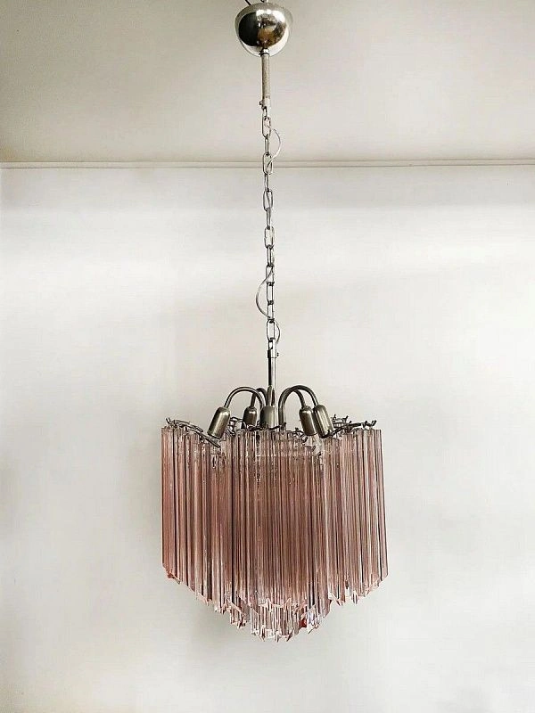 Винтажная люстра Murano Chandelier 60 Pink Prism Glass