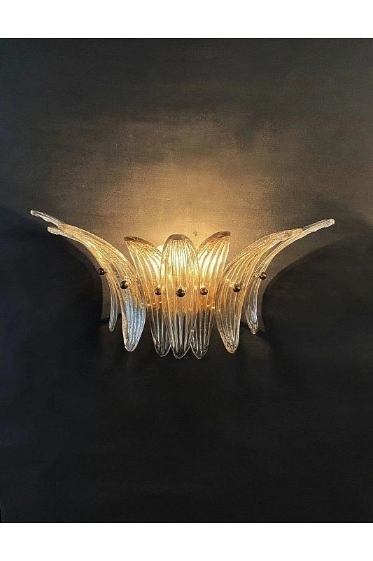 Настенный светильник Murano Wall Lamp 9 Smoke-Colored Palmette Glass