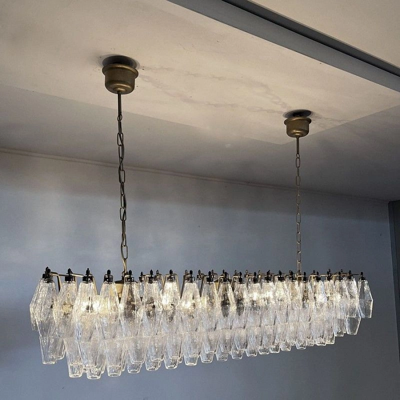 Винтажная люстра Murano Chandelier 138 Clear Poliedri Glass