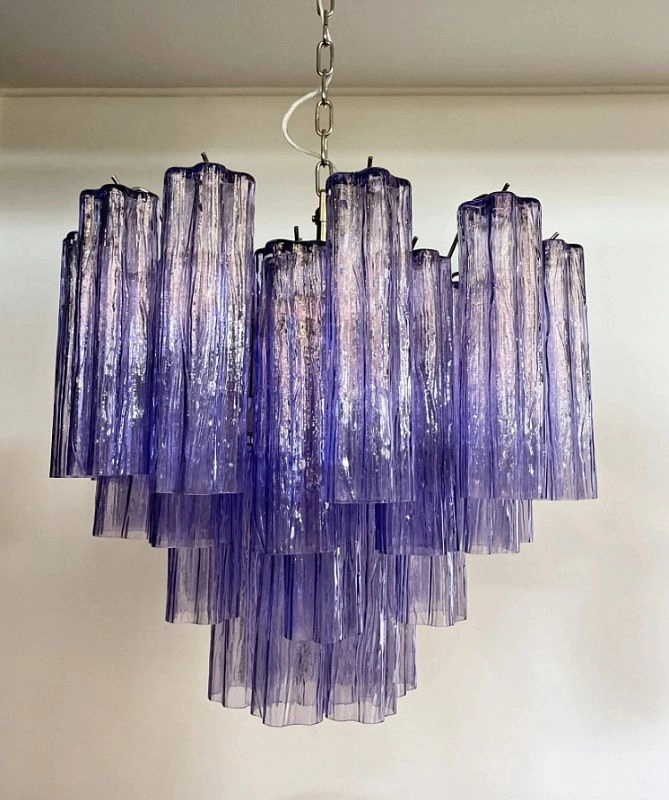 Винтажная люстра Murano Chandelier 36 Purple Glass Tubes