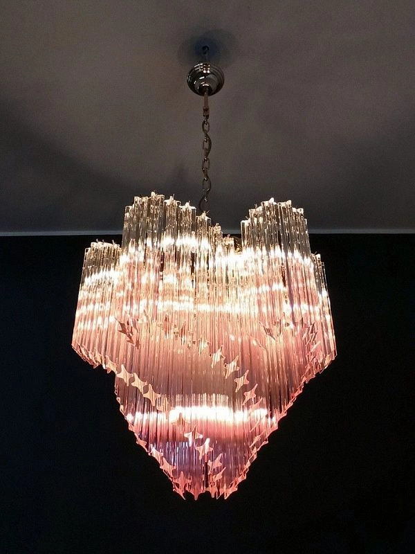 Винтажная люстра Murano Chandelier 114 Gradually Pink Prism Glass