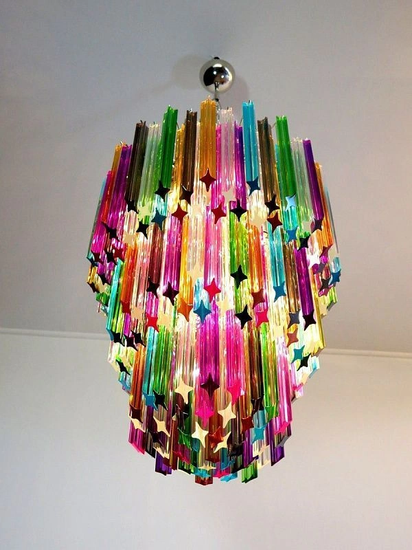 Винтажная люстра Murano Chandelier 184 Multicolored Prism Glass