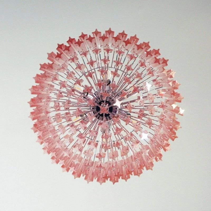 Винтажная люстра Murano Chandelier 163 Pink Prism Glass