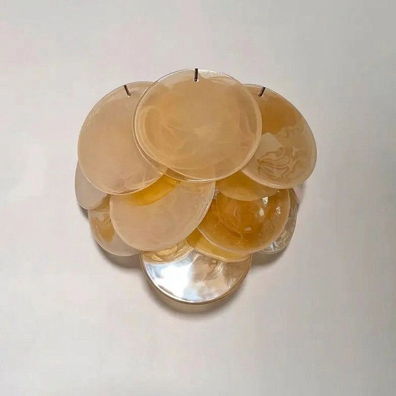 Настенный светильник Murano Wall Lamp 10 Alabaster Gold Disk Glass