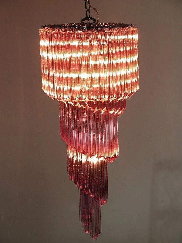 Винтажная люстра Murano Chandelier 86 Pink Prism Glass