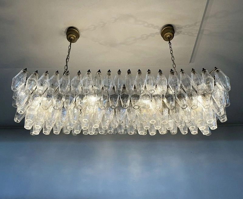 Винтажная люстра Murano Chandelier 138 Clear Poliedri Glass
