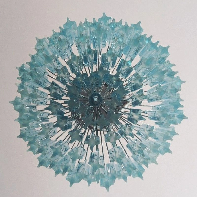 Винтажная люстра Murano Chandelier 107 Blue Prism Glass