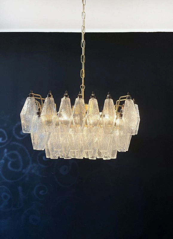 Винтажная люстра Murano Chandelier 56 Clear Poliedri Glass