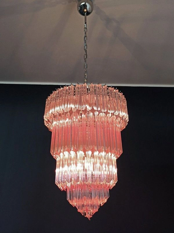 Винтажная люстра Murano Chandelier 112 Pink Prism Glass