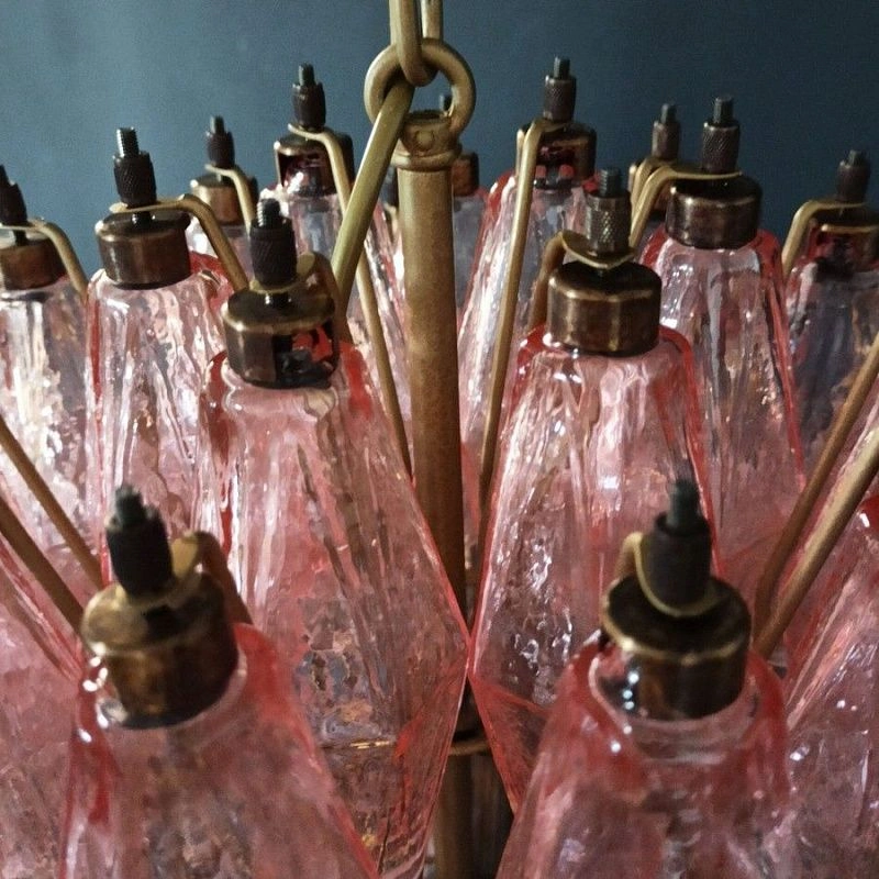 Винтажная люстра Murano Chandelier 140 Pink Poliedri Glass