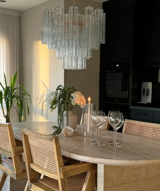 Винтажная люстра Murano Chandelier 36 Clear Glass Tubes