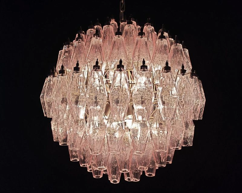 Винтажная люстра Murano Chandelier 140 Pink Poliedri Glass