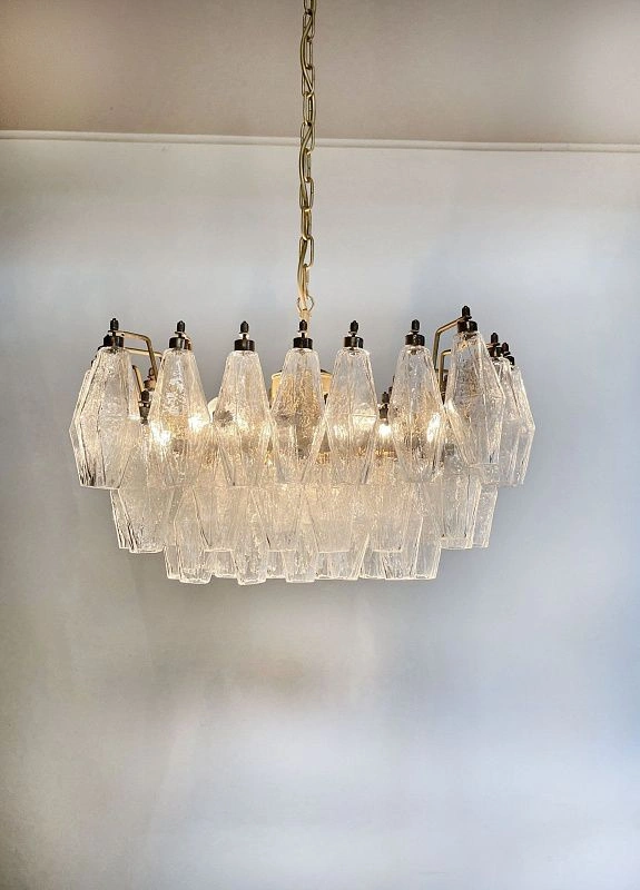 Винтажная люстра Murano Chandelier 56 Clear Poliedri Glass