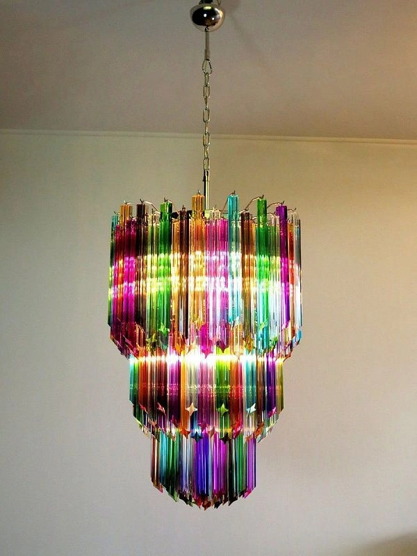 Винтажная люстра Murano Chandelier 184 Multicolored Prism Glass