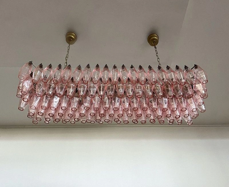 Винтажная люстра Murano Chandelier 138 Pink Poliedri Glass