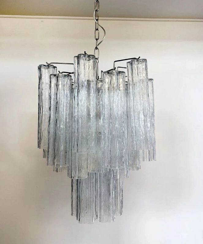 Винтажная люстра Murano Chandelier 30 Clear Glass Tubes