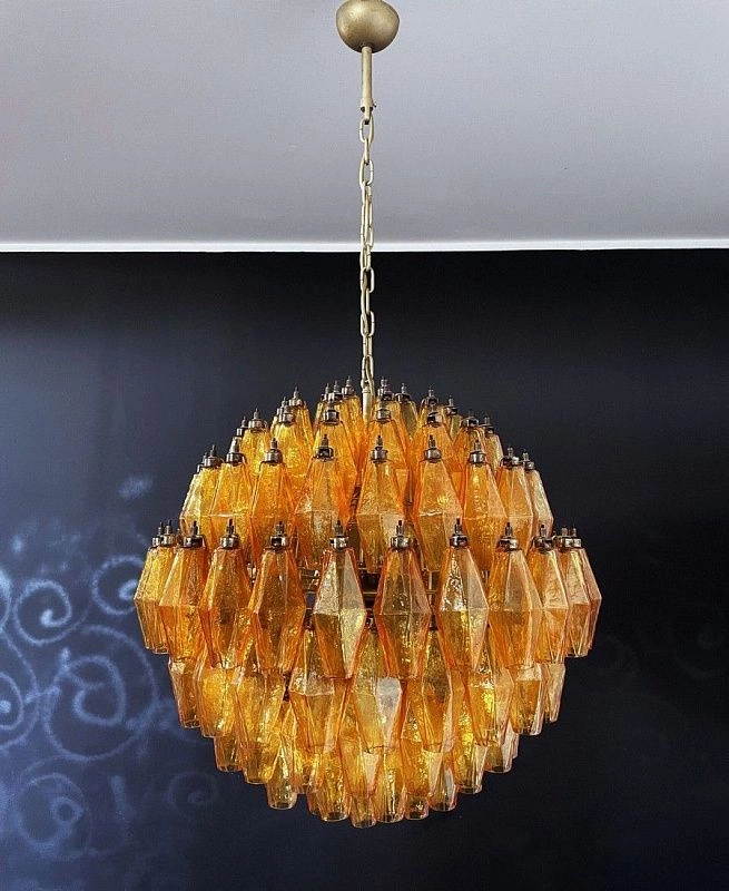 Винтажная люстра Murano Chandelier 140 Yellow Poliedri Glass