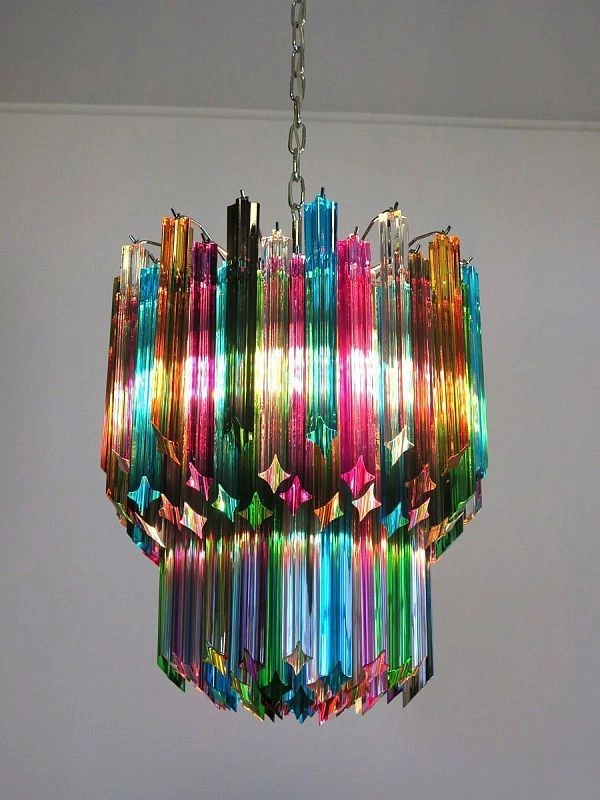 Винтажная люстра Murano Chandelier 107 Multicolored Prism Glass