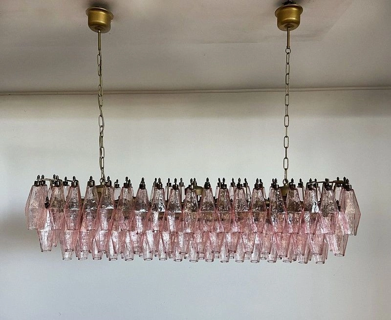 Винтажная люстра Murano Chandelier 138 Pink Poliedri Glass