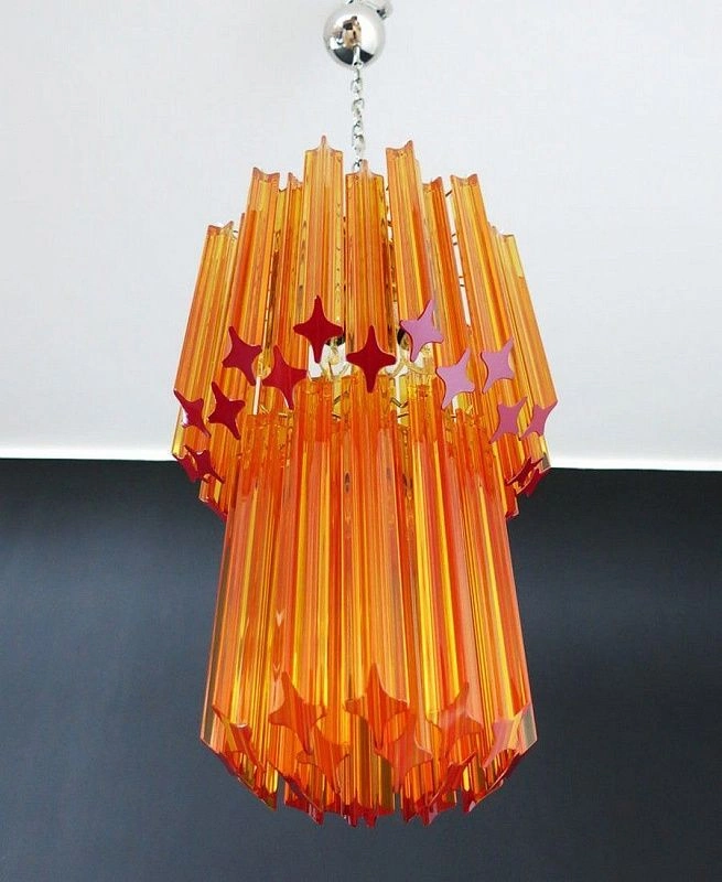 Винтажная люстра Murano Chandelier 46 Yellow Prism Glass