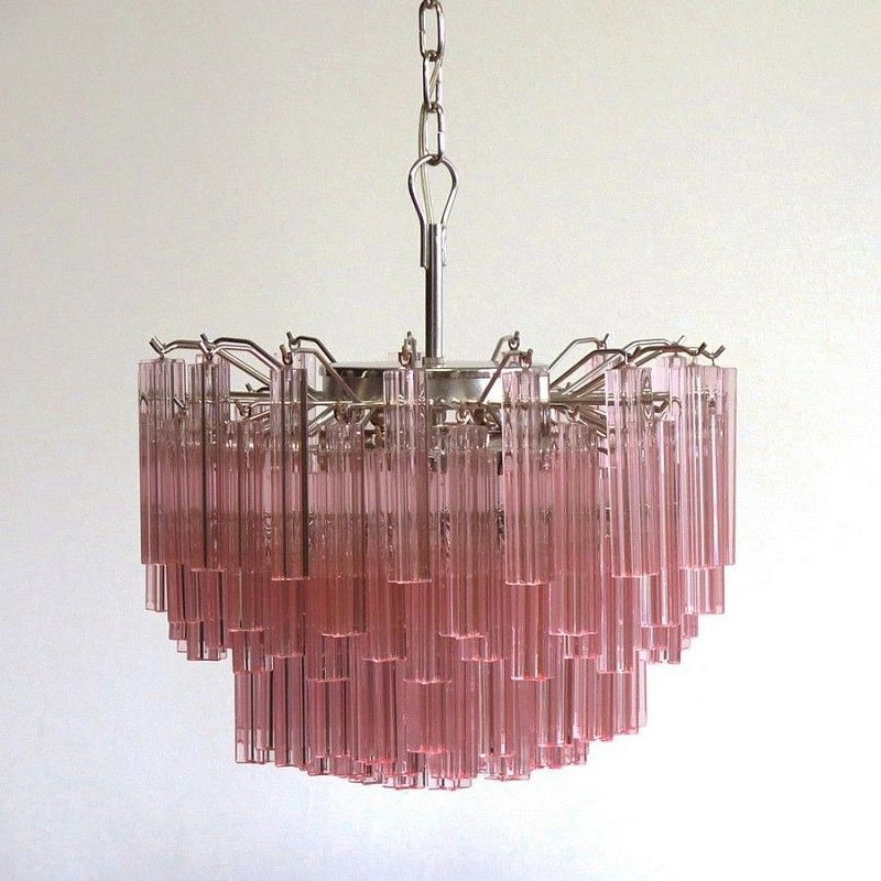 Винтажная люстра Murano Chandelier 107-1 Pink Prism Glass