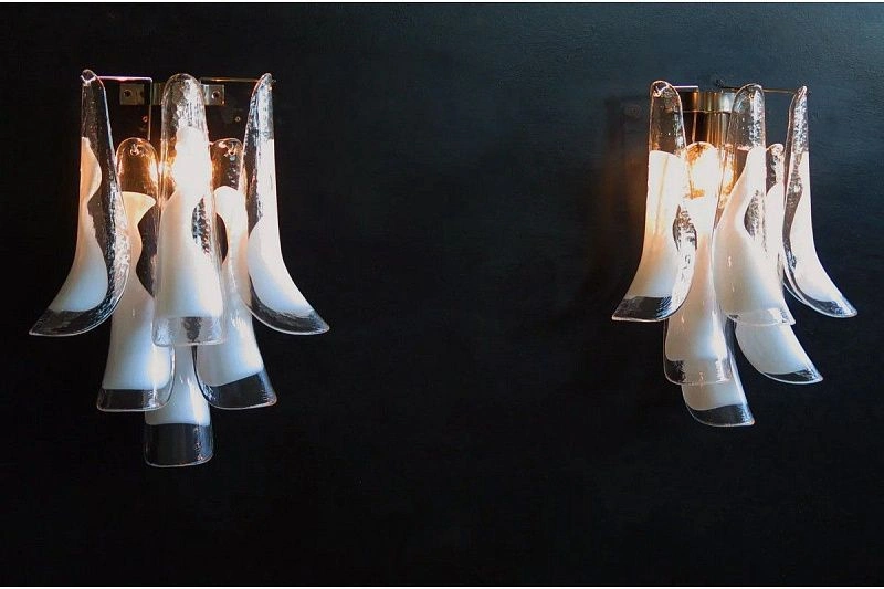 Настенный светильник Murano Wall Lamp 6 White Petal Glass