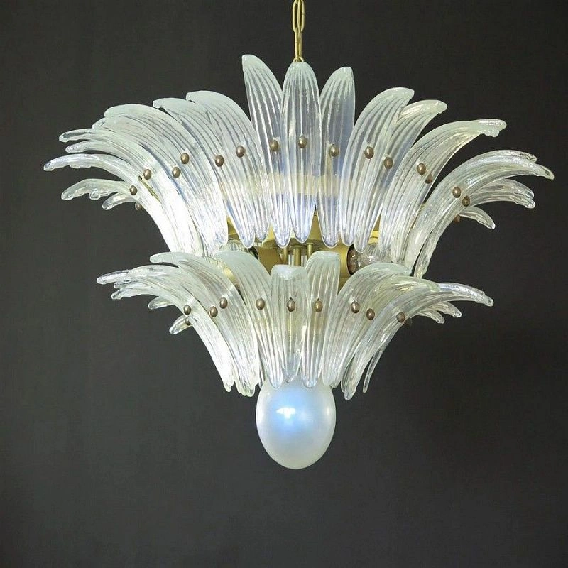 Винтажная люстра Murano Chandelier 58 Iris-Clear Palmette Glass