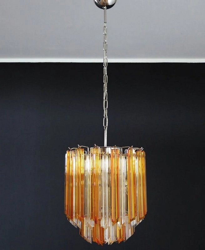 Винтажная люстра Murano Chandelier 47 Clear and Yellow Prism Glass