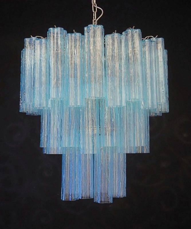 Винтажная люстра Murano Chandelier 48 Blue Glass Tubes