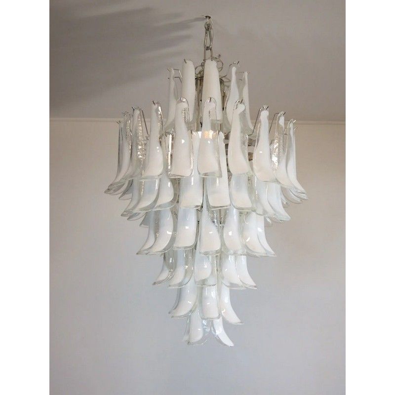Винтажная люстра Murano Chandelier 85 Clear Petal Glass