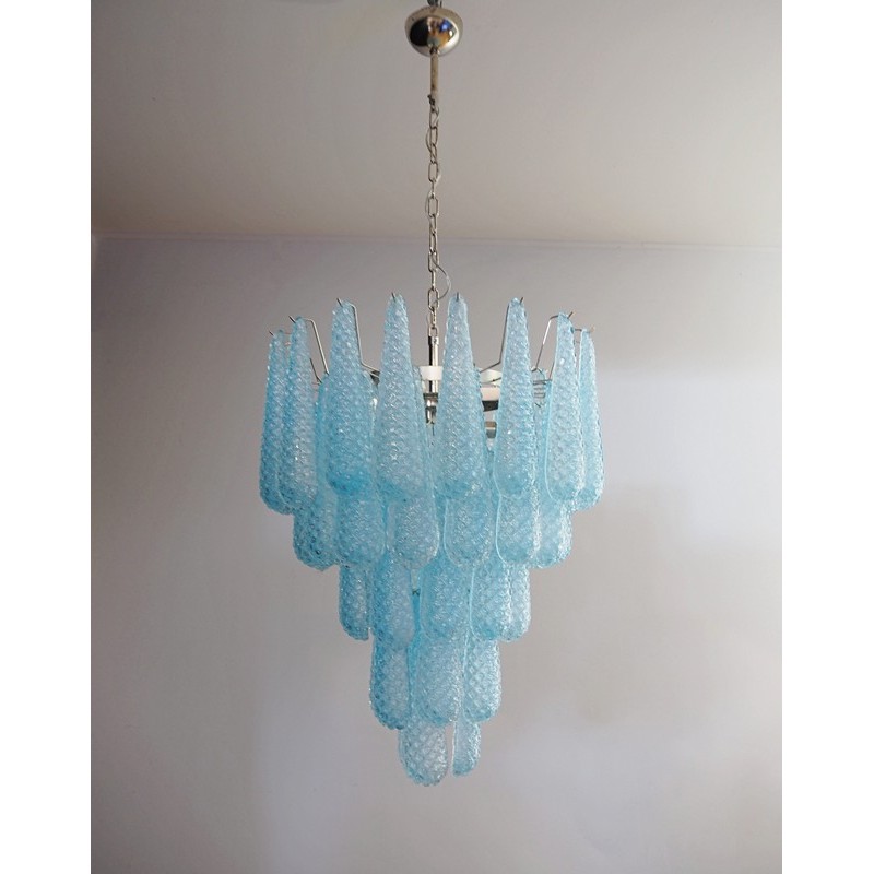 Винтажная люстра Murano Chandelier 52 Blue Drop Glass