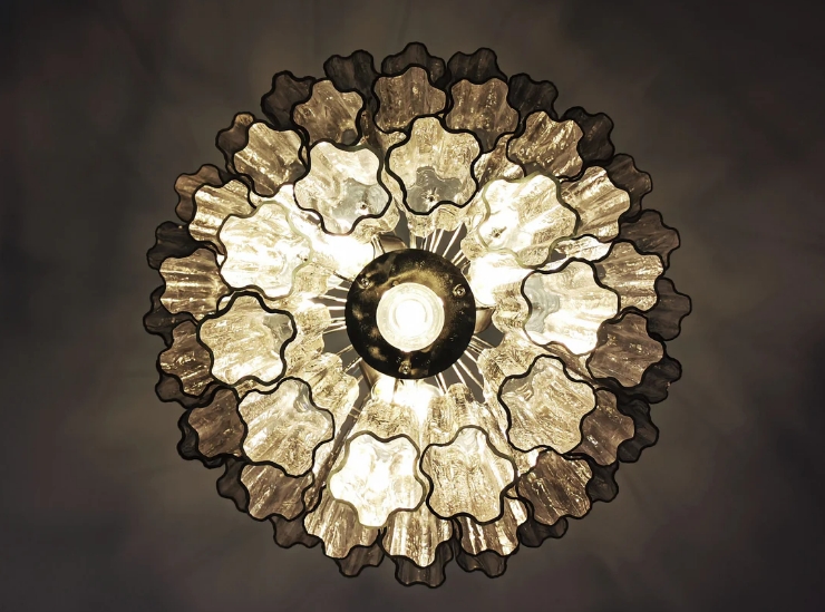 Винтажная люстра Murano Chandelier 52 Smoke-Colored Glass Tubes