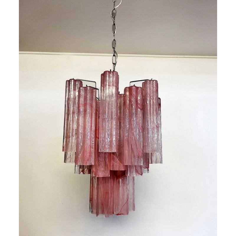 Винтажная люстра Murano Chandelier 30 Pink Alabaster Glass Tubes