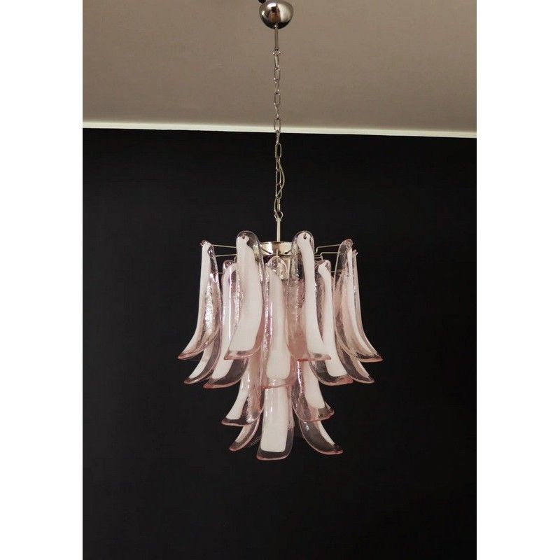 Винтажная люстра Murano Chandelier 26 Pink Petal Glass
