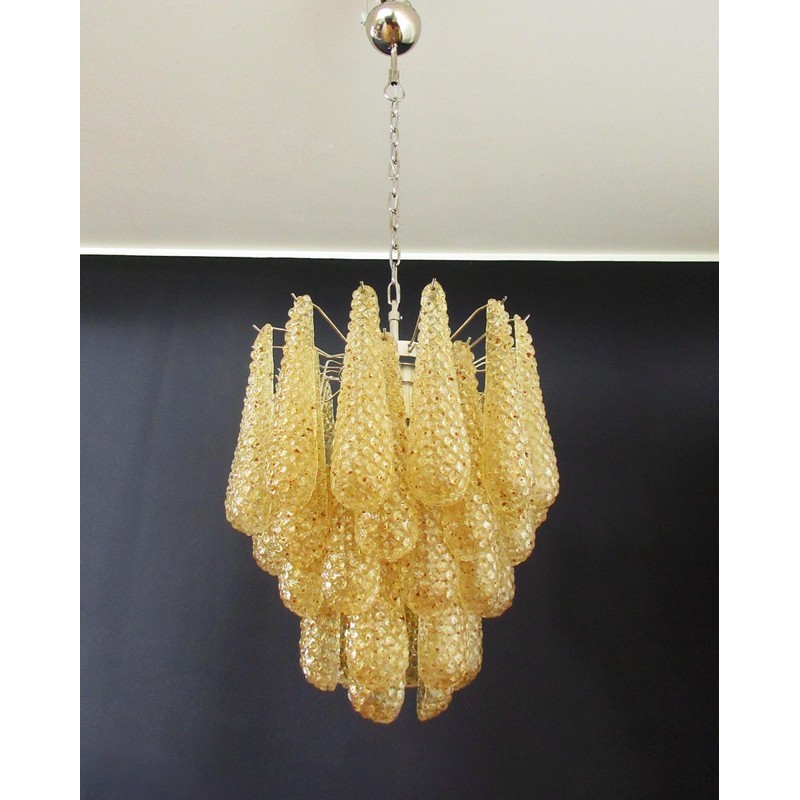 Винтажная люстра Murano Chandelier 41 Yellow Drop Glasses