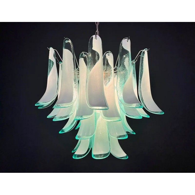 Винтажная люстра Murano Chandelier 36 Turquoise Petal Glass
