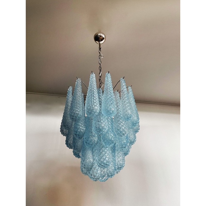 Винтажная люстра Murano Chandelier 41 Blue Drop Glass