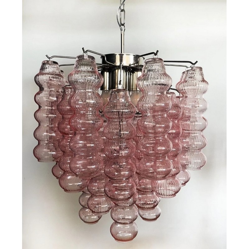 Винтажная люстра Murano Chandelier 26 Pink Glass Tubes
