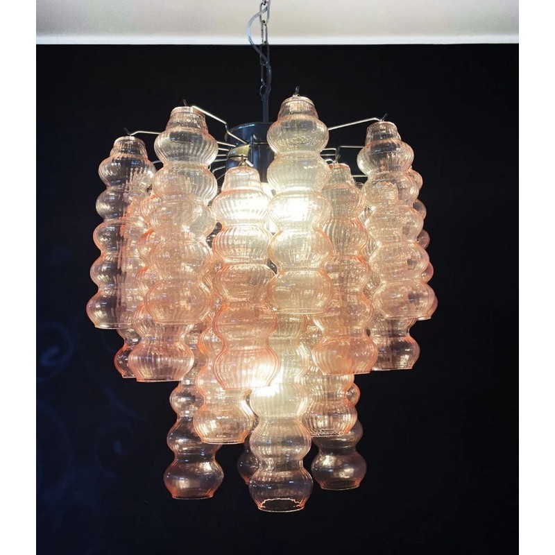Винтажная люстра Murano Chandelier 26 Pink Glass Tubes