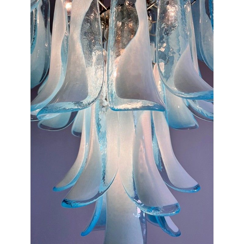 Винтажная люстра Murano Chandelier 52 Blue Petal Glass