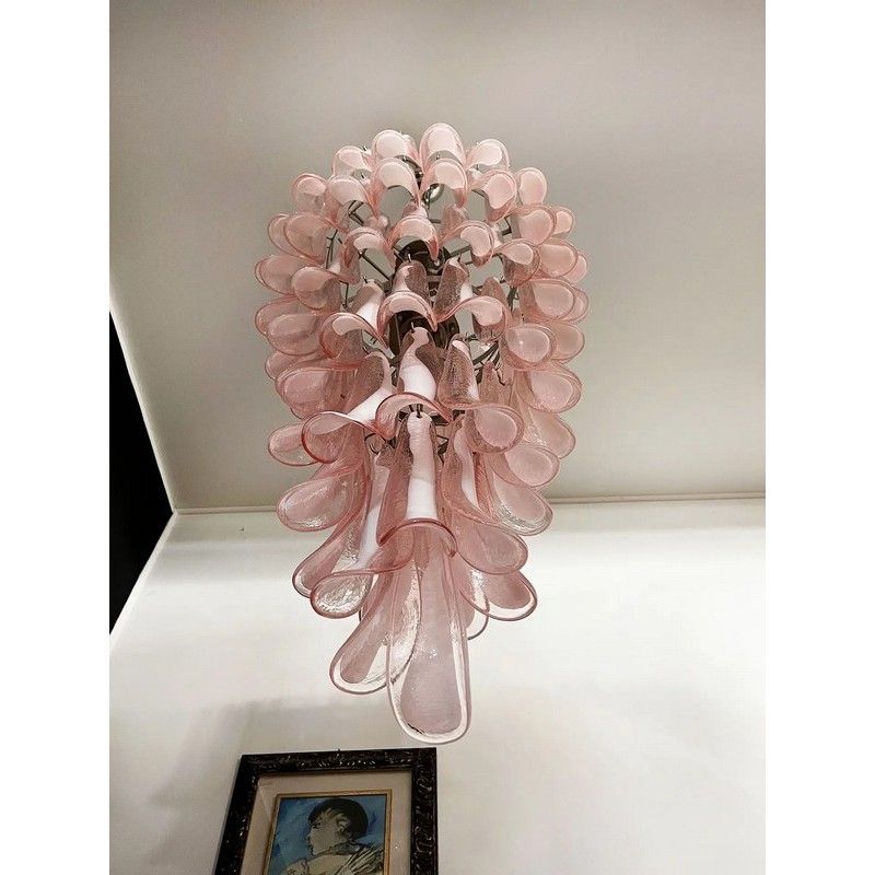 Винтажная люстра Murano Chandelier 83 Pink Petal Glass