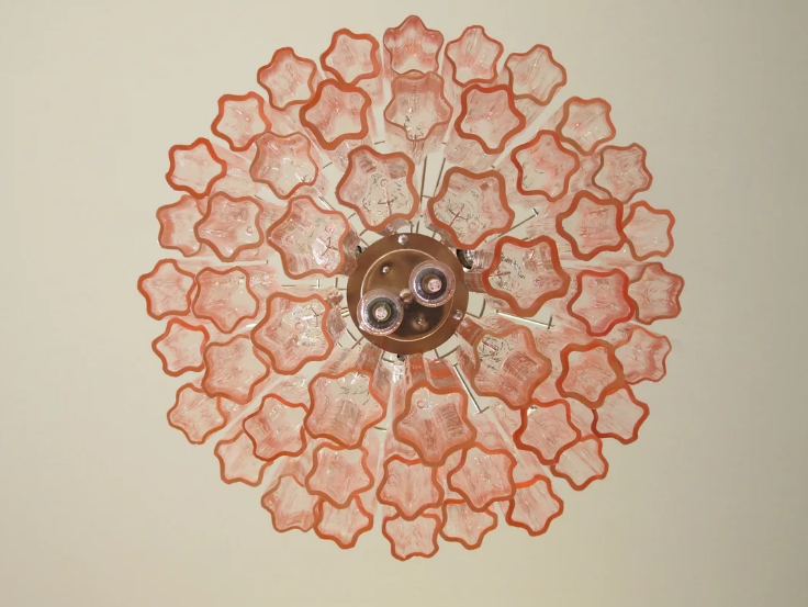 Винтажная люстра Murano Chandelier 48 Pink Glass Tubes