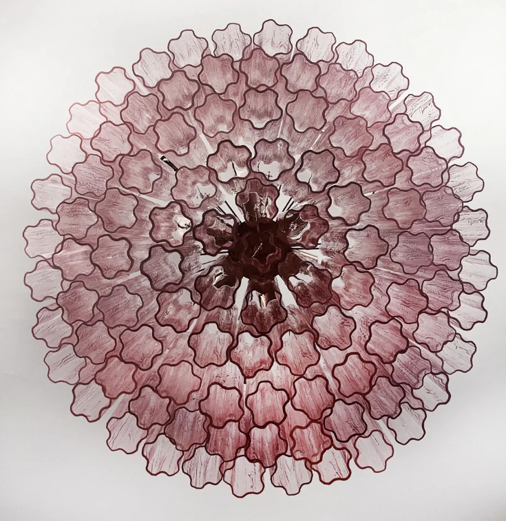 Винтажная люстра Murano Chandelier 101 Pink Glass Tubes