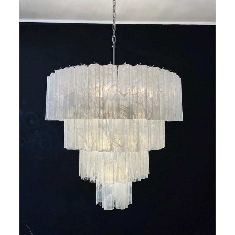 Винтажная люстра Murano Chandelier 78 White Alabaster Glass Tubes