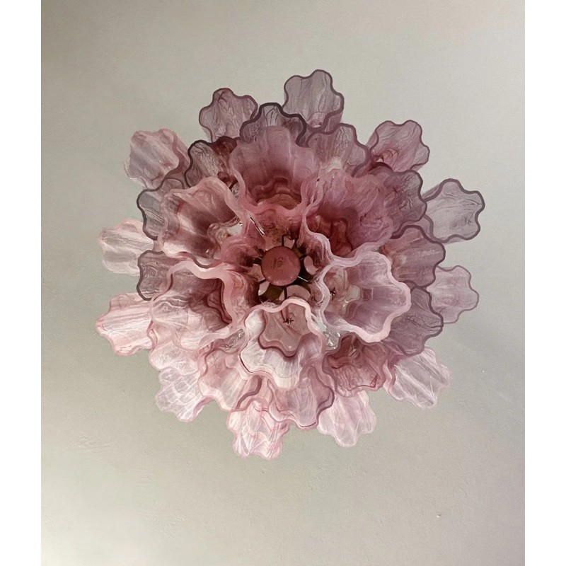 Винтажная люстра Murano Chandelier 30 Pink Alabaster Glass Tubes